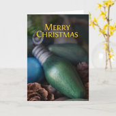 Gevouwen Groene Houten Bulb Kerst Kaart (Gele Bloem)