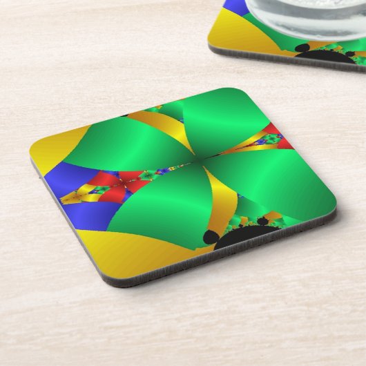 Gevouwen groene keien met goud bier onderzetter (Linkerzijde)