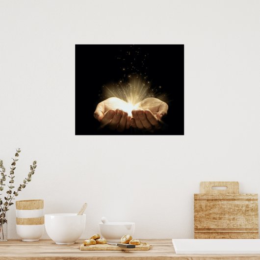 Gevouwen handbedekking Licht Poster (Keuken)