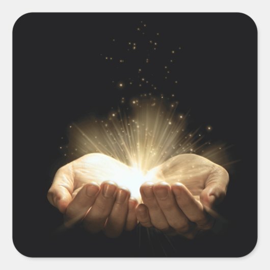 Gevouwen handbedekking Licht Vierkante Sticker (Voorkant)