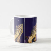 Gevouwen handen biddend met ster van Bethlehem Koffiemok (Voorkant links)