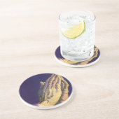 Gevouwen handen biddend met ster van Bethlehem Zandsteen Onderzetter (Zijkant)