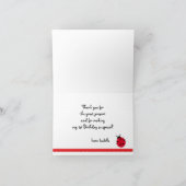 Gevouwen het lieveheersbeestje dankt u nota neemt bedankkaart (Binnen)