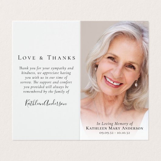 Gevouwen in het liefhebben van Memory Memorial Pra Visitekaartje (Buitenkant ongevouwen)