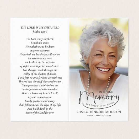 Gevouwen in Liefdevolle Geheugen Foto Gebed Kaart Visitekaartje (Buitenkant ongevouwen)