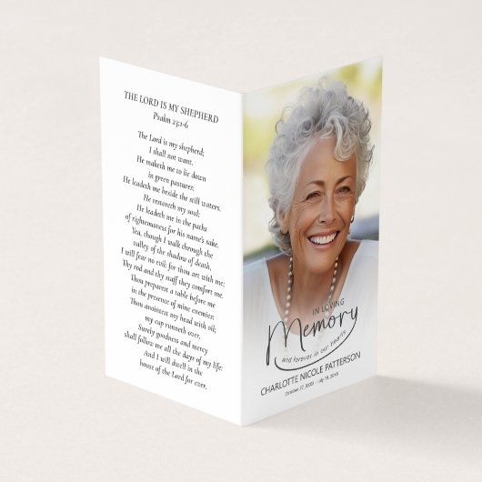 Gevouwen in Liefdevolle Geheugen Foto Gebed Kaart Visitekaartje (Buitenkant)