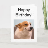 Gevouwen Kaart Glimlachend Corgi Meme (Voorkant)