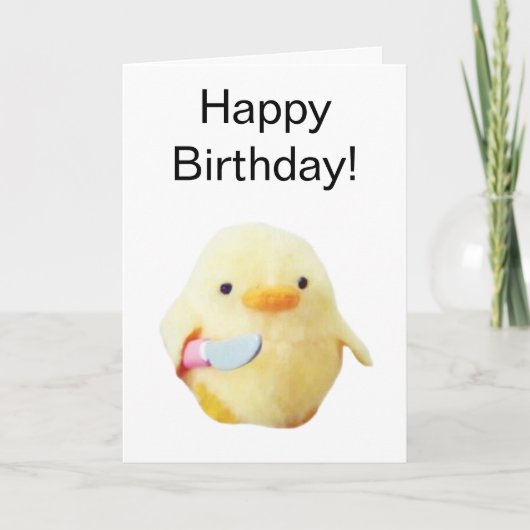 Gevouwen kaart Knife Duck Plush Meme (Voorkant)