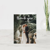 Gevouwen kaart met dank met Photo Wedding White (Voorkant)