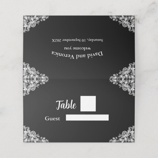 Gevouwen kaart plaatskaartje (Buitenkant ongevouwen)