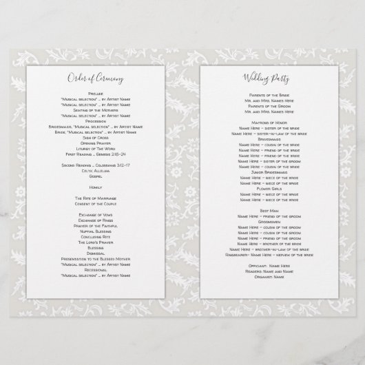 Gevouwen katholieke bruiloft-ceremonie Programma L (Achterkant)