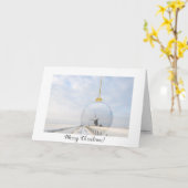Gevouwen kerstkaart met glazen bal en windmolen kaart (Gele Bloem)