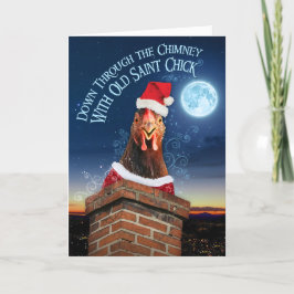 Gevouwen kerstkaart - Old Saint Chick Bedankkaart