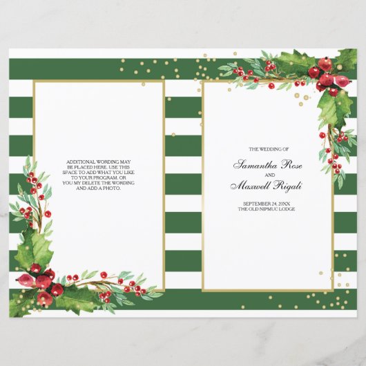 Gevouwen kerstprogramma - Groen & Goud (Voorkant)