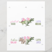 Gevouwen Meisje Dinosaur Food Tent Kaarten (Voorkant)