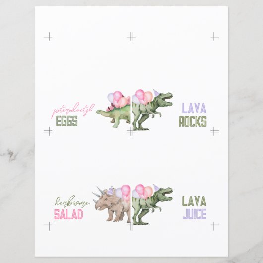 Gevouwen Meisje Dinosaur Food Tent Kaarten (Voorkant)