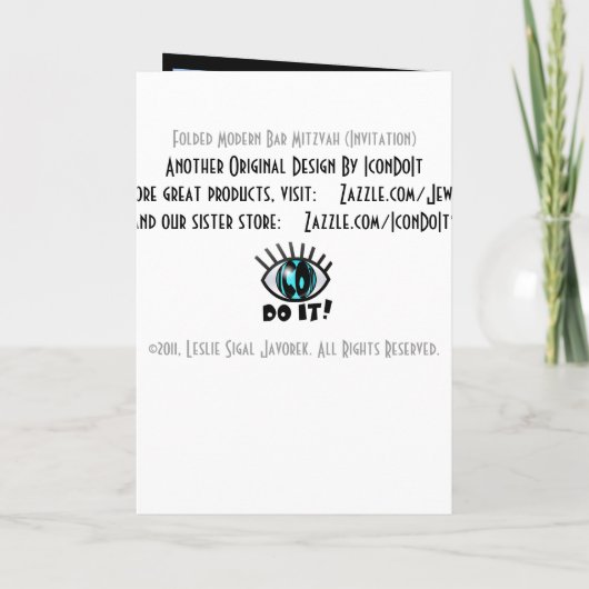 Gevouwen Moderne Bar mitswa (nodig uit) (Achterkant)