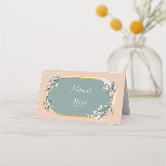 Gevouwen Naam Kaarten Bruiloft Romantische Neutral Plaatskaartje (Voorkant)