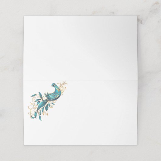 Gevouwen naam Plaats Card-Peacock Plaatskaartje (Buitenkant ongevouwen)