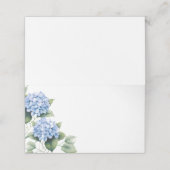 Gevouwen Naam Plaats Kaart-Blauw Hydrangeas Plaatskaartje (Buitenkant ongevouwen)