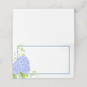 Gevouwen Naam Plaats Kaart-Blauw Hydrangeas Plaatskaartje (Buitenkant ongevouwen)