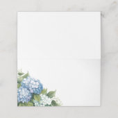 Gevouwen Naam Plaats Kaart-Blauw Hydrangeas Plaatskaartje (Buitenkant ongevouwen)