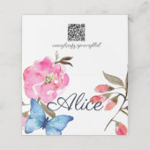 Gevouwen Naam Plaats Kaart - Bloemenvlinders 2 Plaatskaartje (Buitenkant ongevouwen)