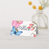 Gevouwen Naam Plaats Kaart - Bloemenvlinders 2 Plaatskaartje (Voorkant)