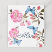 Gevouwen Naam Plaats Kaart - Bloemenvlinders Plaatskaartje (Buitenkant ongevouwen)