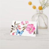 Gevouwen Naam Plaats Kaart - Bloemenvlinders Plaatskaartje (Achterkant)