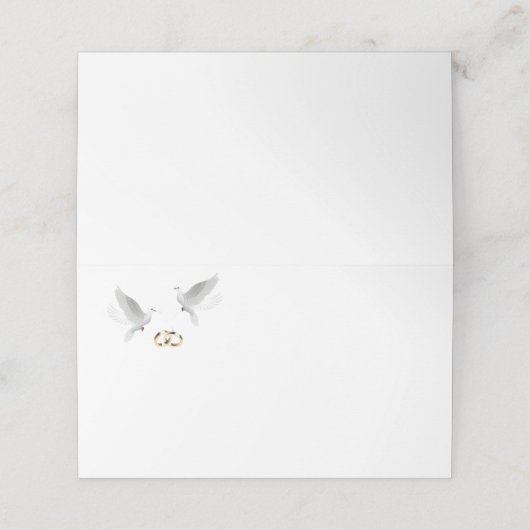 Gevouwen naam Plaats kaart-bruiloft duiven Plaatskaartje (Buitenkant ongevouwen)
