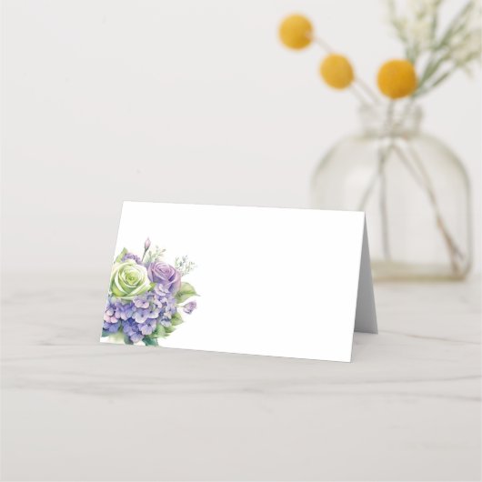 Gevouwen Naam Plaats Kaart Hydrangeas Plaatskaartje (Voorkant)