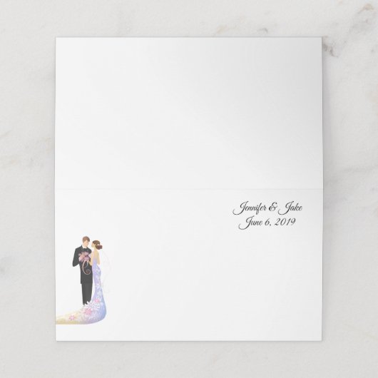 Gevouwen naam Plaats kaart-weddenschap Paars-Aange Plaatskaartje (Buitenkant ongevouwen)