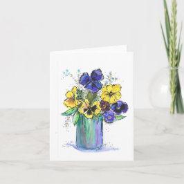 Gevouwen notecard-originele waterverf van pansies notitiekaartje