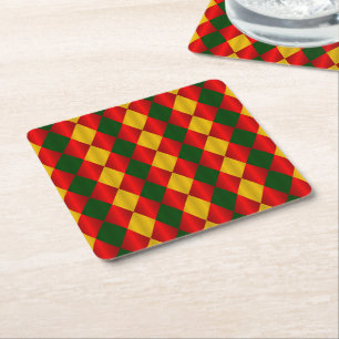 Gevouwen ONDERZETTERS van Harlequin-Red-Green-Gold