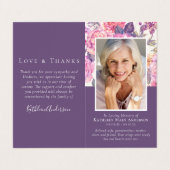 Gevouwen Paarse Bloemen Memorial Prayer Kaart Visitekaartje (Buitenkant ongevouwen)