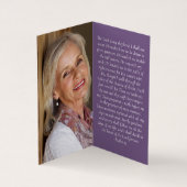 Gevouwen Paarse Bloemen Memorial Prayer Kaart Visitekaartje (Binnen)