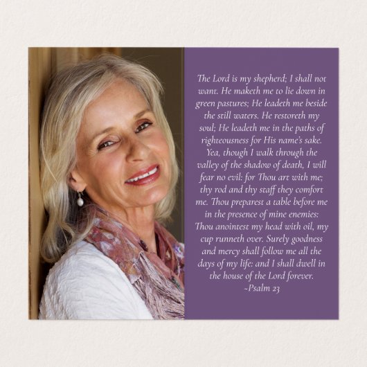 Gevouwen Paarse Bloemen Memorial Prayer Kaart Visitekaartje (Binnenkant ongevouwen)