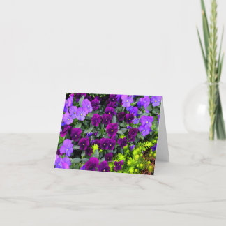 Gevouwen Paarse Pansies Note Kaart, horizontaal Kaart