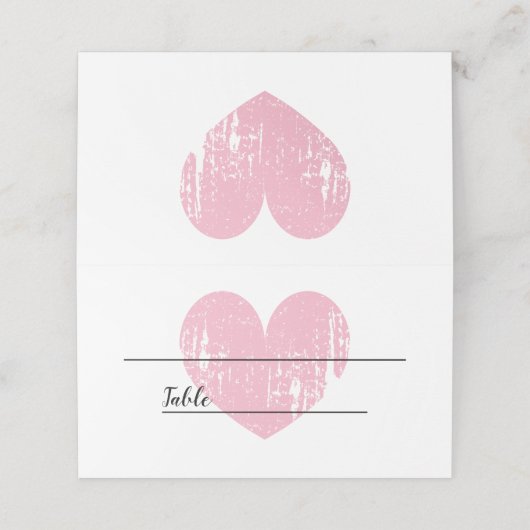  gevouwen plaatskaarten met vervaagd roze hart plaatskaartje (Buitenkant ongevouwen)