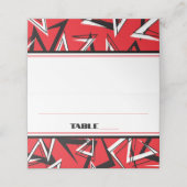 Gevouwen rode, zwarte, witte platte kaart plaatskaartje (Buitenkant ongevouwen)