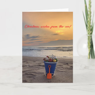 Gevouwen Strand thema Kerst Kaart met Starfish