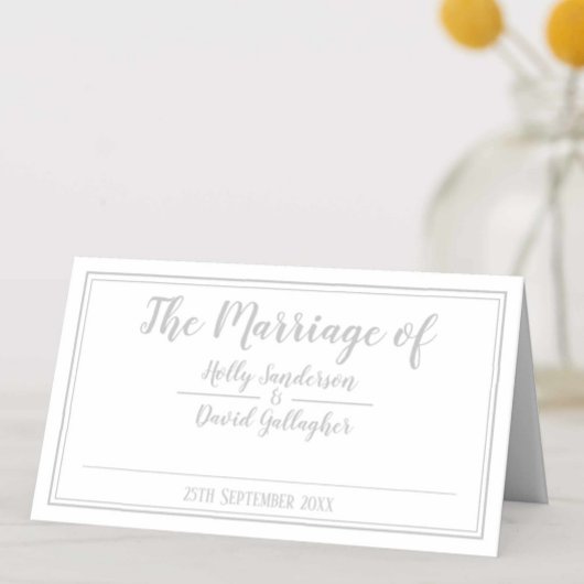 Gevouwen tweeledige trouwdag plaatskaartje