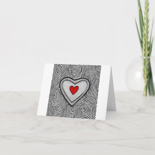 Gevouwen Uitnodiging doodle liefdeshart uitnodigen (Voorkant)