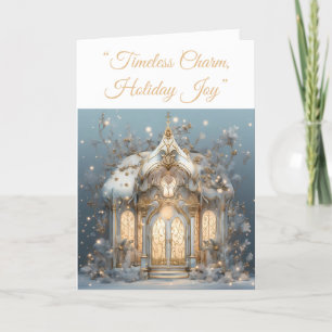 Gevouwen Vakantie Kaart-Blauw & Goud Xmas Elegance Feestdagen Kaart