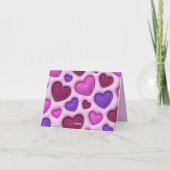 Gevouwen vakantie Kaart met 3D glanzende harten (Achterkant)