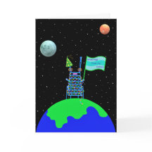 Gevouwen Verjaardag Kaart Alien plezier door Jo Af