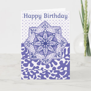 Gevouwen Verjaardag Kaart Paarse Gekleurde Doodle 