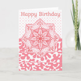 Gevouwen Verjaardag Kaart Roze Gekleurde Doodle De