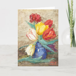 Gevouwen Verjaardag Kaart Tulpen